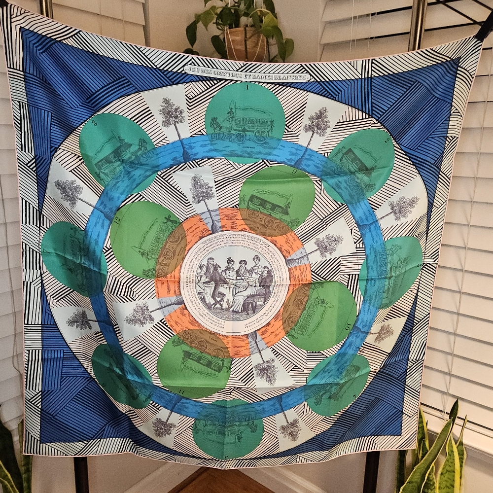 Hermes Jeu des Omnibus et Dames Blanches Silk Scarf